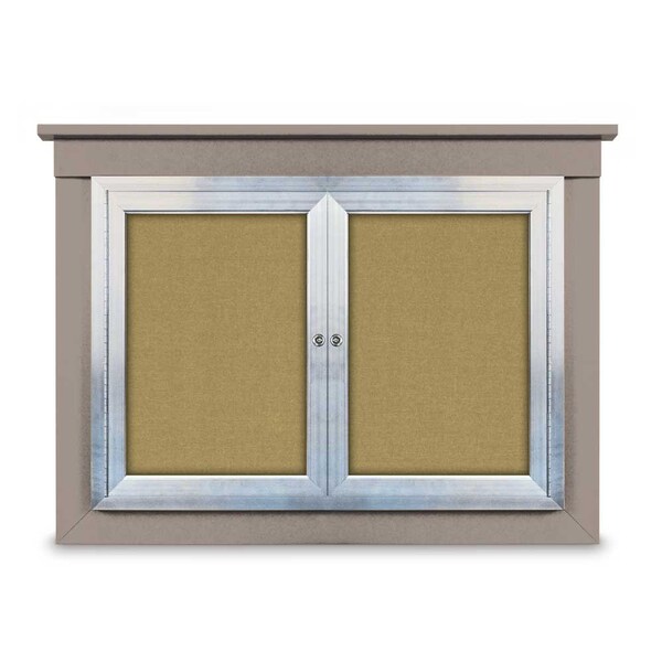 36"x36" 1-Door Enclosed Letterboard, Header, Grey Felt/Walnut